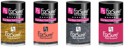 

forsure HD color long lasting matte nail polish (set of 4) unique shades glitter golden, peach, glitter dazzling, ruby(Pack of 4)