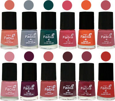 

Fabia Exclusive Nail Polish Set of 12 pcs. Light Peach-Wild Gray Yonder-Dark Green-Shock Pink-Sour Orange-Mauve Pink-Rose-Boysenberry-Peach-Wine-Wine Red-Candy Orange(Pack of 12)