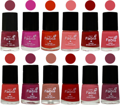 

Fabia Exclusive Nail Polish Set of 12 pcs. Wine Red-Pink Pink-Fire Orange-Baby Pink-Bold Red-Strawberry-Candy Orange-Dark Magenta-coral-Red-Coral Pink -Plum(Pack of 12)
