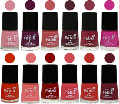 

Fabia Exclusive Nail Polish Set of 12 pcs. Rose-Boysenberry-Peach-Wine-Wine Red-Pink Pink-Fire Orange-Baby Pink-Bold Red-Strawberry-Candy Orange-Jam(Pack of 12)