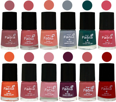 

Fabia Exclusive Nail Polish Set of 12 pcs. Lip-Bazooka Joe-Light Peach-Wild Gray Yonder-Dark Green-Shock Pink-Sour Orange-Mauve Pink-Rose-Boysenberry-Peach-Red(Pack of 12)