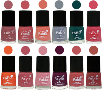 

Fabia Exclusive Nail Polish Set of 12 pcs. Lip-Bazooka Joe-Light Peach-Wild Gray Yonder-Dark Green-Shock Pink-Sour Orange-Mauve Pink-Rose-Boysenberry-Peach-Dark Peach(Pack of 12)