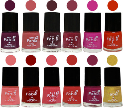 

Fabia Exclusive Nail Polish Set of 12 pcs. Boysenberry-Peach-Wine-Wine Red-Pink Pink-Fire Orange-Baby Pink-Bold Red-Strawberry-Candy Orange-Dark Magenta-Matte Golden(Pack of 12)