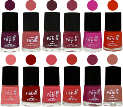 

Fabia Exclusive Nail Polish Set of 12 pcs. Boysenberry-Peach-Wine-Wine Red-Pink Pink-Fire Orange-Baby Pink-Bold Red-Strawberry-Candy Orange-Dark Magenta-coral(Pack of 12)