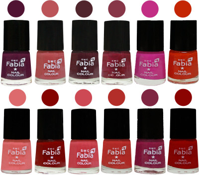 

Fabia Exclusive Nail Polish Set of 12 pcs. Boysenberry-Peach-Wine-Wine Red-Pink Pink-Fire Orange-Baby Pink-Bold Red-Strawberry-Candy Orange-Dark Magenta-Red(Pack of 12)