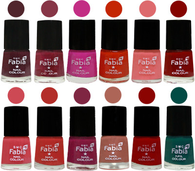 

Fabia Exclusive Nail Polish Set of 12 pcs. Wine-Wine Red-Pink Pink-Fire Orange-Baby Pink-Bold Red-Strawberry-Candy Orange-Dark Magenta-coral-Red-Pine Green(Pack of 12)