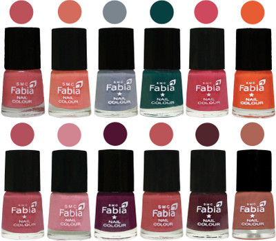 

Fabia Exclusive Nail Polish Set of 12 pcs. Bazooka Joe-Light Peach-Wild Gray Yonder-Dark Green-Shock Pink-Sour Orange-Mauve Pink-Rose-Boysenberry-Peach-Wine-coral(Pack of 12)