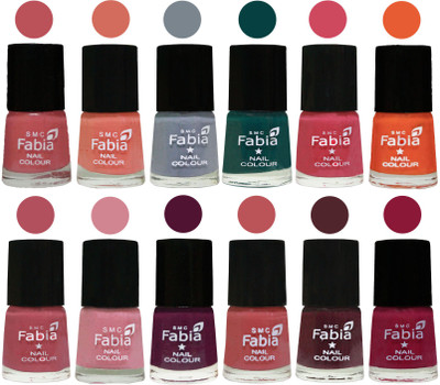 

Fabia Exclusive Nail Polish Set of 12 pcs. Bazooka Joe-Light Peach-Wild Gray Yonder-Dark Green-Shock Pink-Sour Orange-Mauve Pink-Rose-Boysenberry-Peach-Wine-Pure Wine(Pack of 12)