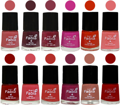 

Fabia Exclusive Nail Polish Set of 12 pcs. Peach-Wine-Wine Red-Pink Pink-Fire Orange-Baby Pink-Bold Red-Strawberry-Candy Orange-Dark Magenta-coral-Red(Pack of 12)