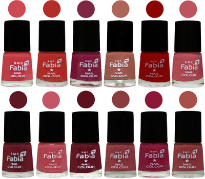 

Fabia Exclusive Nail Polish Set of 12 pcs. Strawberry-Candy Orange-Dark Magenta-coral-Red-Coral Pink -Jam-Light Pink-Maroon-Dark Nude-Pure Wine-Dark Peach(Pack of 12)