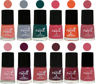 

Fabia Exclusive Nail Polish Set of 12 pcs. Light Peach-Wild Gray Yonder-Dark Green-Shock Pink-Sour Orange-Mauve Pink-Rose-Boysenberry-Peach-Wine-Wine Red-Light Pink(Pack of 12)