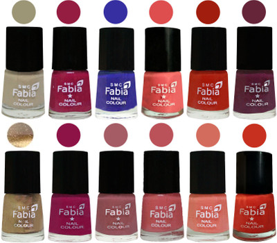 

Fabia Matte Nail Polish Exclusive Combo Tan, Cherry Blossom, Shock Blue, Salmon, Shock Orange Red, Mulberry, Golden, Raspberry, Lip, Bazooka Joe, Light Peach, Orange(Pack of 12)