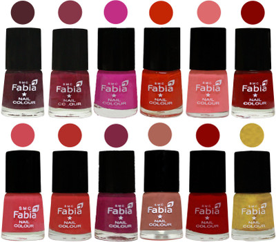 

Fabia Exclusive Nail Polish Set of 12 pcs. Wine-Wine Red-Pink Pink-Fire Orange-Baby Pink-Bold Red-Strawberry-Candy Orange-Dark Magenta-coral-Red-Matte Golden(Pack of 12)