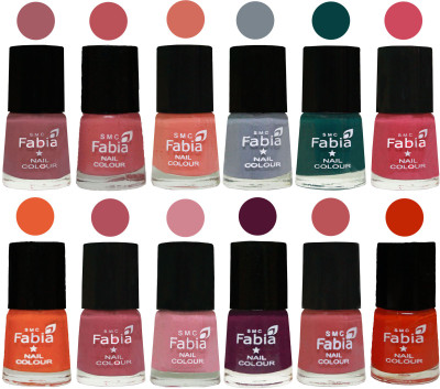 

Fabia Exclusive Nail Polish Set of 12 pcs. Lip-Bazooka Joe-Light Peach-Wild Gray Yonder-Dark Green-Shock Pink-Sour Orange-Mauve Pink-Rose-Boysenberry-Peach-Fire Orange(Pack of 12)