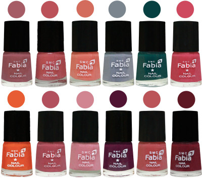 

Fabia Exclusive Nail Polish Set of 12 pcs. Lip-Bazooka Joe-Light Peach-Wild Gray Yonder-Dark Green-Shock Pink-Sour Orange-Mauve Pink-Rose-Boysenberry-Peach-Jam(Pack of 12)