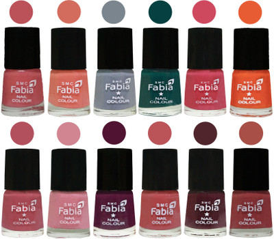 

Fabia Exclusive Nail Polish Set of 12 pcs. Bazooka Joe-Light Peach-Wild Gray Yonder-Dark Green-Shock Pink-Sour Orange-Mauve Pink-Rose-Boysenberry-Peach-Wine-Dark Peach(Pack of 12)