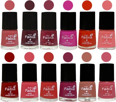 

Fabia Exclusive Nail Polish Set of 12 pcs. Peach-Wine-Wine Red-Pink Pink-Fire Orange-Baby Pink-Bold Red-Strawberry-Candy Orange-Dark Magenta-coral-Light Pink(Pack of 12)