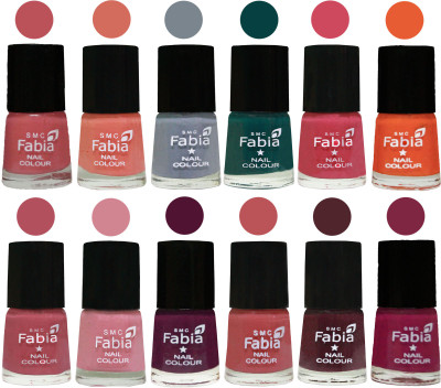 

Fabia Exclusive Nail Polish Set of 12 pcs. Bazooka Joe-Light Peach-Wild Gray Yonder-Dark Green-Shock Pink-Sour Orange-Mauve Pink-Rose-Boysenberry-Peach-Wine-Dark Magenta(Pack of 12)