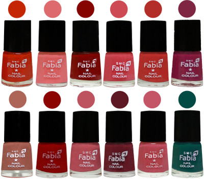 

Fabia Exclusive Nail Polish Set of 12 pcs. Fire Orange-Baby Pink-Bold Red-Strawberry-Candy Orange-Dark Magenta-coral-Red-Coral Pink -Jam-Light Pink-Pine Green(Pack of 12)