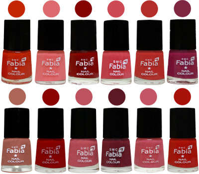 

Fabia Exclusive Nail Polish Set of 12 pcs. Fire Orange-Baby Pink-Bold Red-Strawberry-Candy Orange-Dark Magenta-coral-Red-Coral Pink -Jam-Light Pink-Reddish Red(Pack of 12)