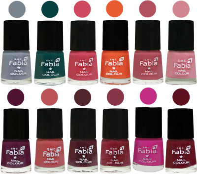 

Fabia Exclusive Nail Polish Set of 12 pcs. Wild Gray Yonder-Dark Green-Shock Pink-Sour Orange-Mauve Pink-Rose-Boysenberry-Peach-Wine-Wine Red-Pink Pink-Maroon(Pack of 12)