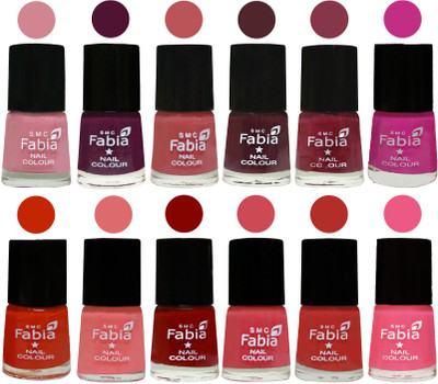 

Fabia Exclusive Nail Polish Set of 12 pcs. Rose-Boysenberry-Peach-Wine-Wine Red-Pink Pink-Fire Orange-Baby Pink-Bold Red-Strawberry-Candy Orange-Shock Pink Light(Pack of 12)