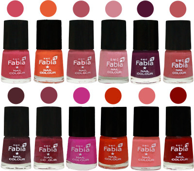 

Fabia Exclusive Nail Polish Set of 12 pcs. Shock Pink-Sour Orange-Mauve Pink-Rose-Boysenberry-Peach-Wine-Wine Red-Pink Pink-Fire Orange-Baby Pink-Bold Red(Pack of 12)