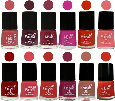 

Fabia Exclusive Nail Polish Set of 12 pcs. Peach-Wine-Wine Red-Pink Pink-Fire Orange-Baby Pink-Bold Red-Strawberry-Candy Orange-Dark Magenta-coral-Orange(Pack of 12)
