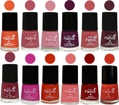 

Fabia Exclusive Nail Polish Set of 12 pcs. Sour Orange-Mauve Pink-Rose-Boysenberry-Peach-Wine-Wine Red-Pink Pink-Fire Orange-Baby Pink-Bold Red-Orange(Pack of 12)