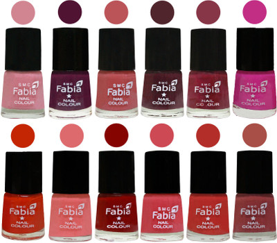 

Fabia Exclusive Nail Polish Set of 12 pcs. Rose-Boysenberry-Peach-Wine-Wine Red-Pink Pink-Fire Orange-Baby Pink-Bold Red-Strawberry-Candy Orange-Dark Peach(Pack of 12)