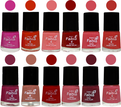 

Fabia Exclusive Nail Polish Set of 12 pcs. Pink Pink-Fire Orange-Baby Pink-Bold Red-Strawberry-Candy Orange-Dark Magenta-coral-Red-Coral Pink -Jam-Light Pink(Pack of 12)