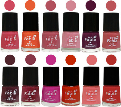 

Fabia Exclusive Nail Polish Set of 12 pcs. Shock Pink-Sour Orange-Mauve Pink-Rose-Boysenberry-Peach-Wine-Wine Red-Pink Pink-Fire Orange-Baby Pink-Candy Orange(Pack of 12)