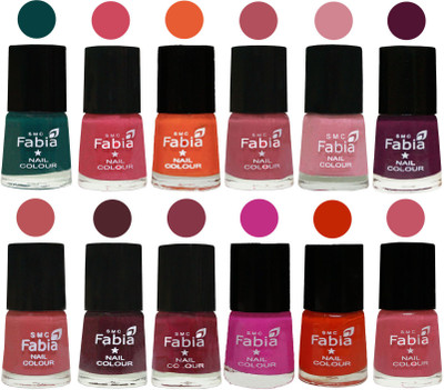 

Fabia Exclusive Nail Polish Set of 12 pcs. Dark Green-Shock Pink-Sour Orange-Mauve Pink-Rose-Boysenberry-Peach-Wine-Wine Red-Pink Pink-Fire Orange-Light Pink(Pack of 12)