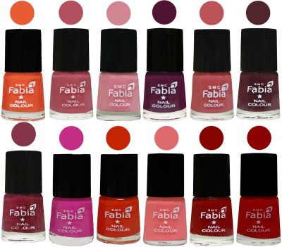 

Fabia Exclusive Nail Polish Set of 12 pcs. Sour Orange-Mauve Pink-Rose-Boysenberry-Peach-Wine-Wine Red-Pink Pink-Fire Orange-Baby Pink-Bold Red-Red(Pack of 12)