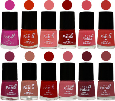 

Fabia Exclusive Nail Polish Set of 12 pcs. Pink Pink-Fire Orange-Baby Pink-Bold Red-Strawberry-Candy Orange-Dark Magenta-coral-Red-Coral Pink -Jam-Dark Nude(Pack of 12)