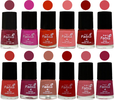 

Fabia Exclusive Nail Polish Set of 12 pcs. Wine Red-Pink Pink-Fire Orange-Baby Pink-Bold Red-Strawberry-Candy Orange-Dark Magenta-coral-Red-Coral Pink -Pure Wine(Pack of 12)
