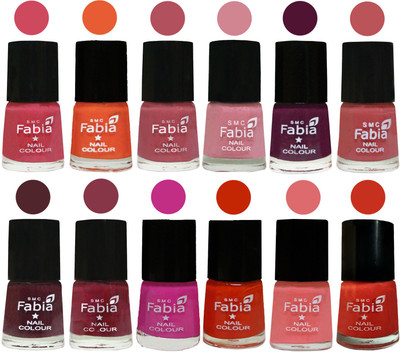 

Fabia Exclusive Nail Polish Set of 12 pcs. Shock Pink-Sour Orange-Mauve Pink-Rose-Boysenberry-Peach-Wine-Wine Red-Pink Pink-Fire Orange-Baby Pink-Orange(Pack of 12)
