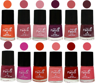 

Fabia Exclusive Nail Polish Set of 12 pcs. Sour Orange-Mauve Pink-Rose-Boysenberry-Peach-Wine-Wine Red-Pink Pink-Fire Orange-Baby Pink-Bold Red-Punch Pink(Pack of 12)