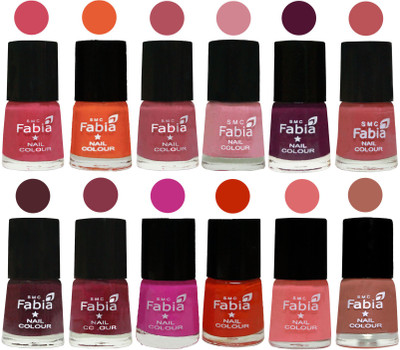 

Fabia Exclusive Nail Polish Set of 12 pcs. Shock Pink-Sour Orange-Mauve Pink-Rose-Boysenberry-Peach-Wine-Wine Red-Pink Pink-Fire Orange-Baby Pink-coral(Pack of 12)