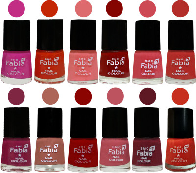 

Fabia Exclusive Nail Polish Set of 12 pcs. Pink Pink-Fire Orange-Baby Pink-Bold Red-Strawberry-Candy Orange-Dark Magenta-coral-Red-Coral Pink -Jam-Orange(Pack of 12)