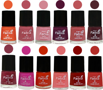 

Fabia Exclusive Nail Polish Set of 12 pcs. Sour Orange-Mauve Pink-Rose-Boysenberry-Peach-Wine-Wine Red-Pink Pink-Fire Orange-Baby Pink-Bold Red-Candy Orange(Pack of 12)