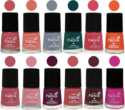 

Fabia Exclusive Nail Polish Set of 12 pcs. Bazooka Joe-Light Peach-Wild Gray Yonder-Dark Green-Shock Pink-Sour Orange-Mauve Pink-Rose-Boysenberry-Peach-Wine-Pink Pink(Pack of 12)