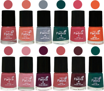 

Fabia Exclusive Nail Polish Set of 12 pcs. Bazooka Joe-Light Peach-Wild Gray Yonder-Dark Green-Shock Pink-Sour Orange-Mauve Pink-Rose-Boysenberry-Peach-Wine-Pine Green(Pack of 12)