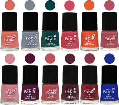 

Fabia Exclusive Nail Polish Set of 12 pcs. Light Peach-Wild Gray Yonder-Dark Green-Shock Pink-Sour Orange-Mauve Pink-Rose-Boysenberry-Peach-Wine-Wine Red-Shock Blue Dark(Pack of 12)