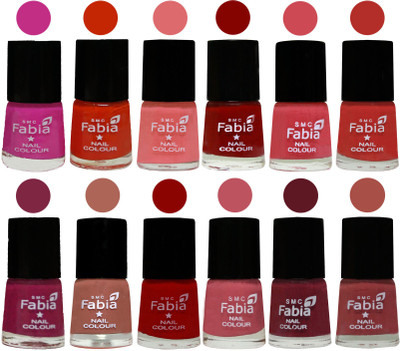 

Fabia Exclusive Nail Polish Set of 12 pcs. Pink Pink-Fire Orange-Baby Pink-Bold Red-Strawberry-Candy Orange-Dark Magenta-coral-Red-Coral Pink -Jam-Dark Peach(Pack of 12)