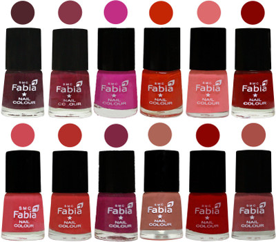 

Fabia Exclusive Nail Polish Set of 12 pcs. Wine-Wine Red-Pink Pink-Fire Orange-Baby Pink-Bold Red-Strawberry-Candy Orange-Dark Magenta-coral-Red-Dark Peach(Pack of 12)