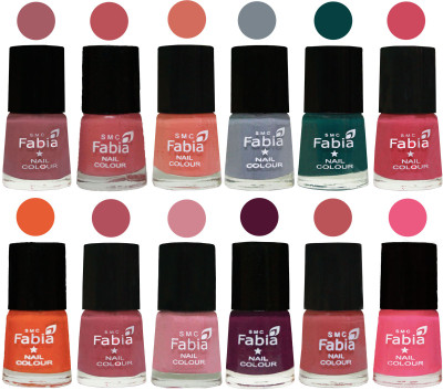 

Fabia Exclusive Nail Polish Set of 12 pcs. Lip-Bazooka Joe-Light Peach-Wild Gray Yonder-Dark Green-Shock Pink-Sour Orange-Mauve Pink-Rose-Boysenberry-Peach-Shock Pink Light(Pack of 12)