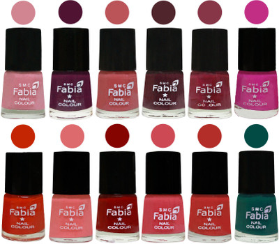 

Fabia Exclusive Nail Polish Set of 12 pcs. Rose-Boysenberry-Peach-Wine-Wine Red-Pink Pink-Fire Orange-Baby Pink-Bold Red-Strawberry-Candy Orange-Pine Green(Pack of 12)