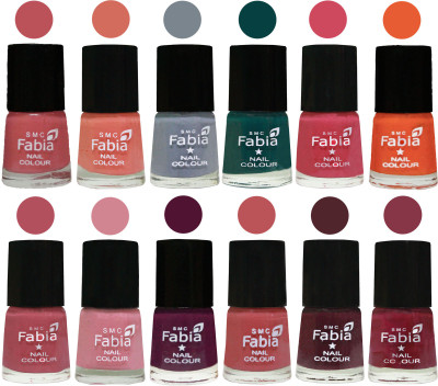 

Fabia Exclusive Nail Polish Set of 12 pcs. Bazooka Joe-Light Peach-Wild Gray Yonder-Dark Green-Shock Pink-Sour Orange-Mauve Pink-Rose-Boysenberry-Peach-Wine-Wine Red(Pack of 12)