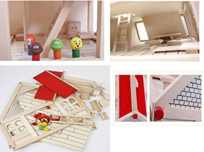 

Akrobo DIY Creative Multi-Level Wooden Villa With Cute Doll & Attractive Accessories For Kids (Multicolor)(12 Pieces)